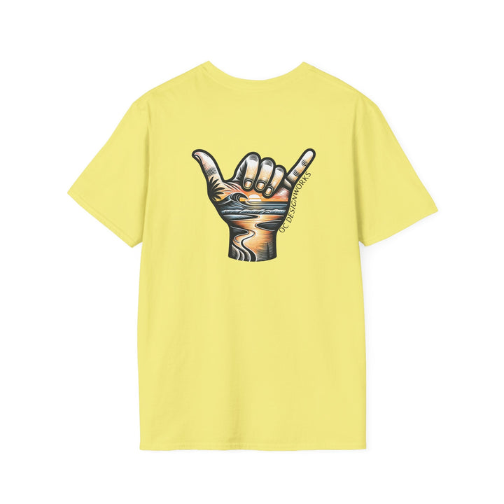 Shaka Sunset T-Shirt - T-Shirt - Cornsilk - OC Designworks