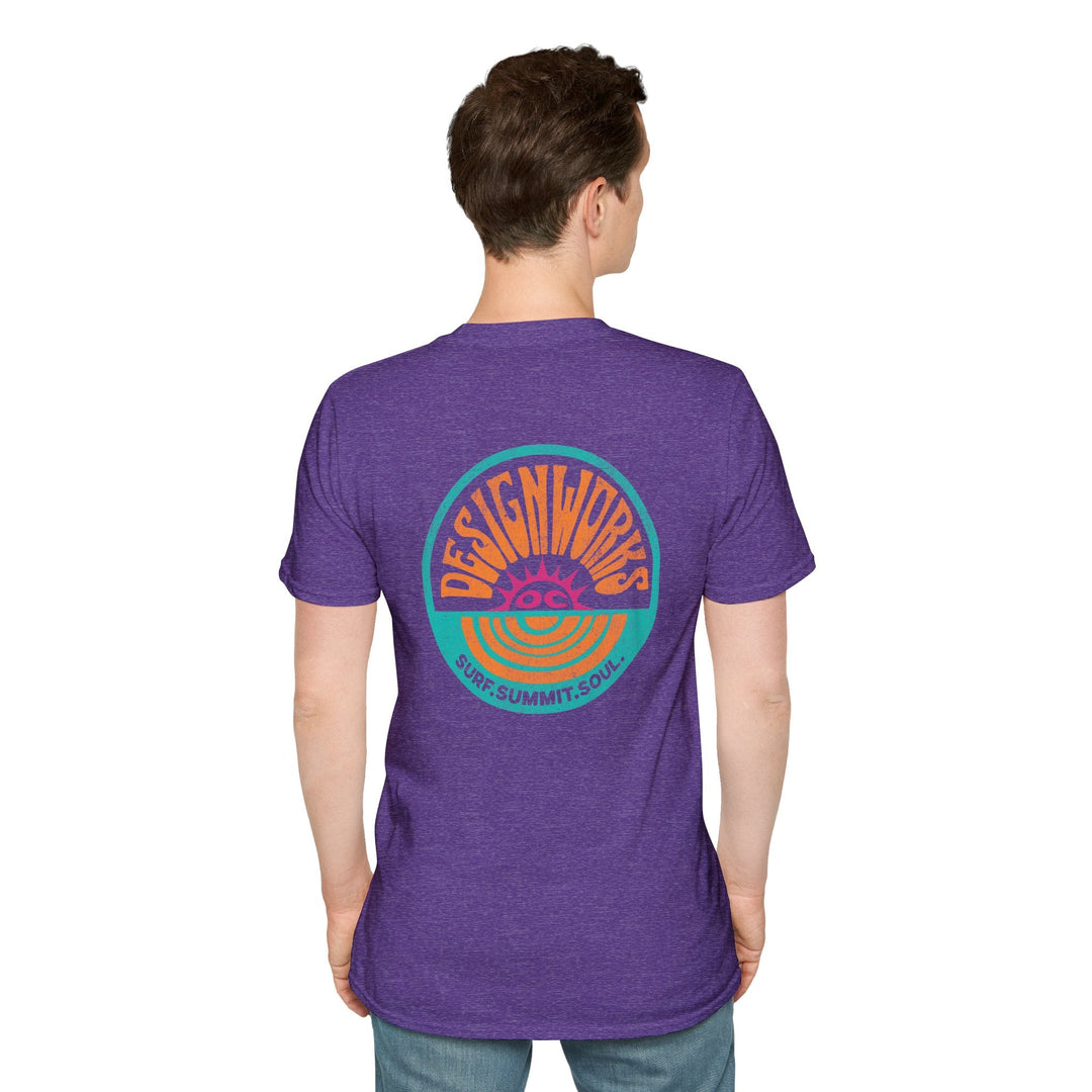 Vintage Casual Beach Logo T-Shirt — Surf Summit Soul - T-Shirt - Heather Purple - OC Designworks
