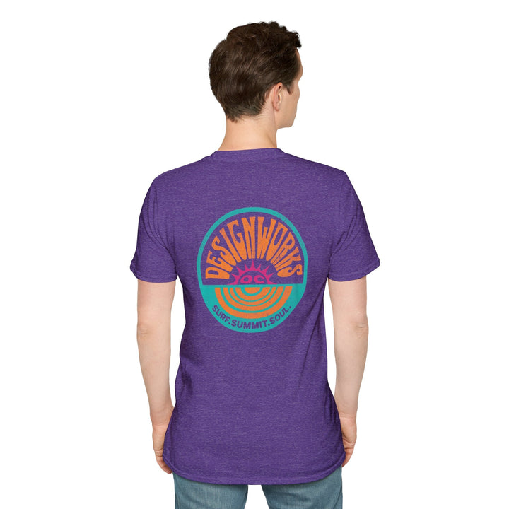 Vintage Casual Beach Logo T-Shirt — Surf Summit Soul - T-Shirt - Heather Purple - OC Designworks