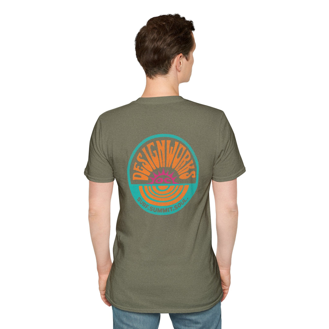Vintage Casual Beach Logo T-Shirt — Surf Summit Soul - T-Shirt - Heather Military Green - OC Designworks