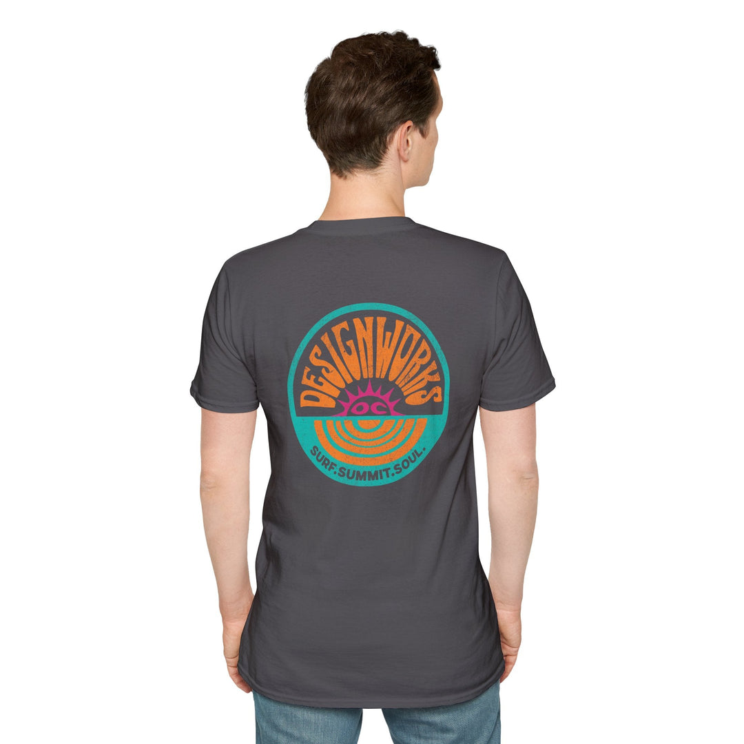 Vintage Casual Beach Logo T-Shirt — Surf Summit Soul - T-Shirt - Charcoal - OC Designworks