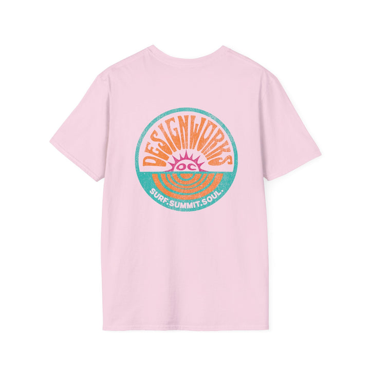Vintage Casual Beach Logo T-Shirt — Surf Summit Soul - T-Shirt - Light Pink - OC Designworks