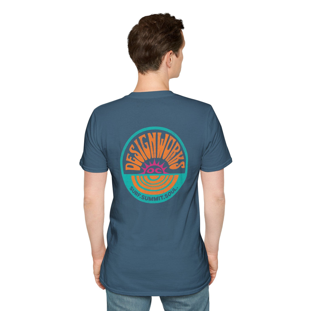 Vintage Casual Beach Logo T-Shirt — Surf Summit Soul - T-Shirt - Indigo Blue - OC Designworks