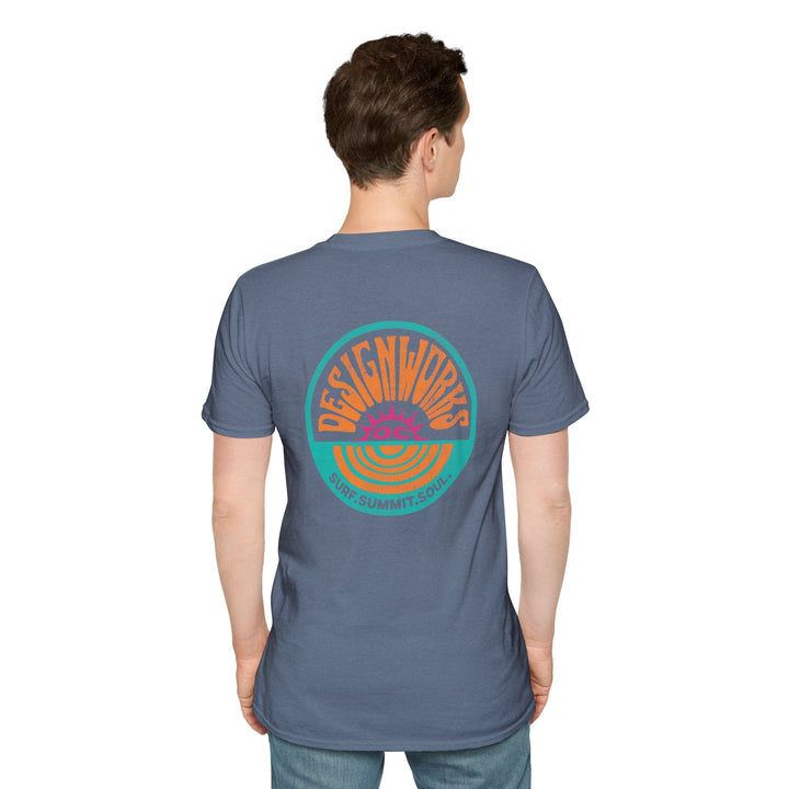 Vintage Casual Beach Logo T-Shirt — Surf Summit Soul - T-Shirt - Heather Indigo - OC Designworks