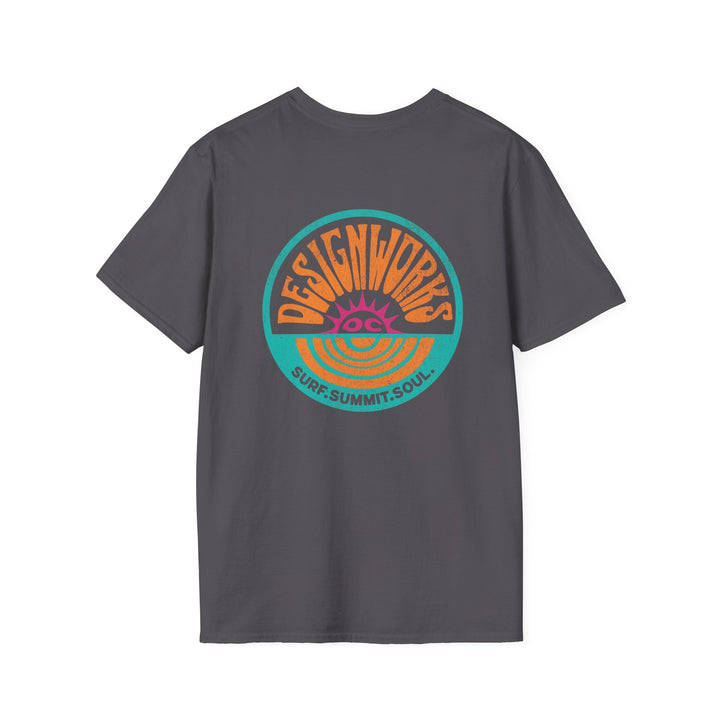 Vintage Casual Beach Logo T-Shirt — Surf Summit Soul - T-Shirt - Charcoal - OC Designworks
