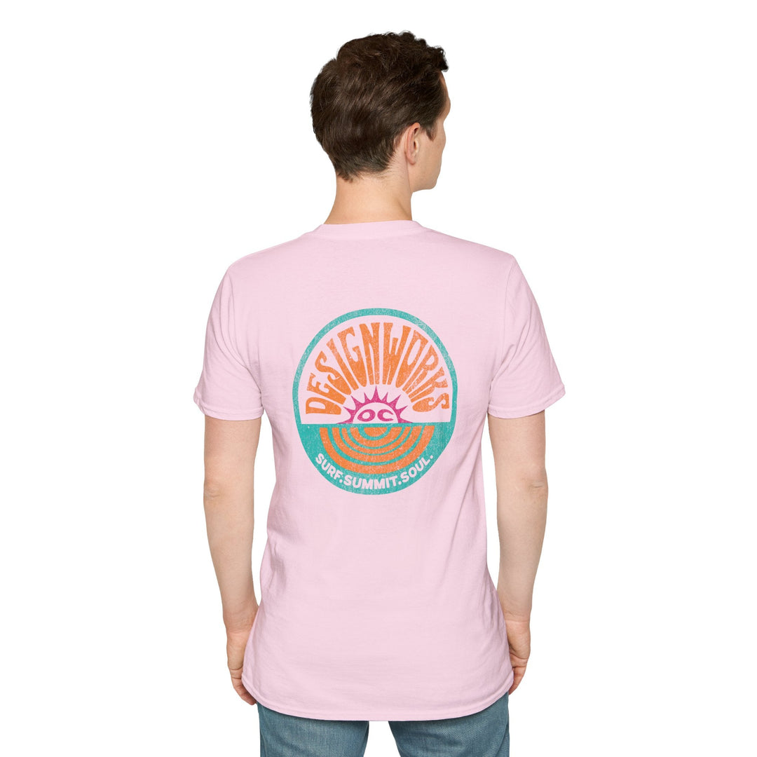 Vintage Casual Beach Logo T-Shirt — Surf Summit Soul - T-Shirt - Light Pink - OC Designworks