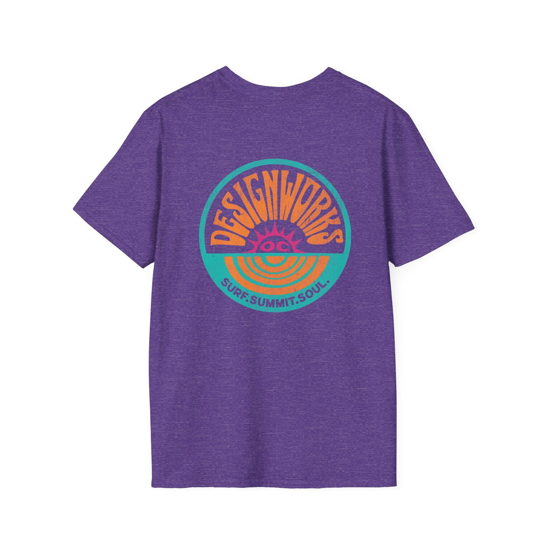 Vintage Casual Beach Logo T-Shirt — Surf Summit Soul - T-Shirt - Heather Purple - OC Designworks