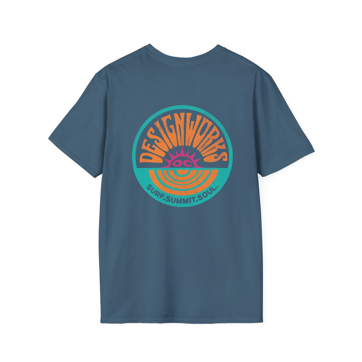 Vintage Casual Beach Logo T-Shirt — Surf Summit Soul - T-Shirt - Indigo Blue - OC Designworks