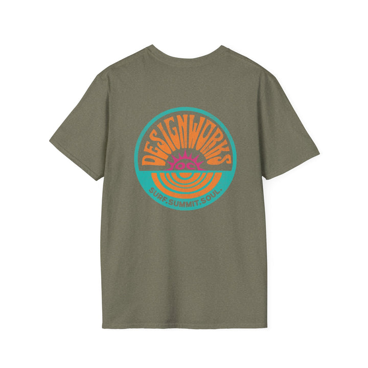 Vintage Casual Beach Logo T-Shirt — Surf Summit Soul - T-Shirt - Heather Military Green - OC Designworks