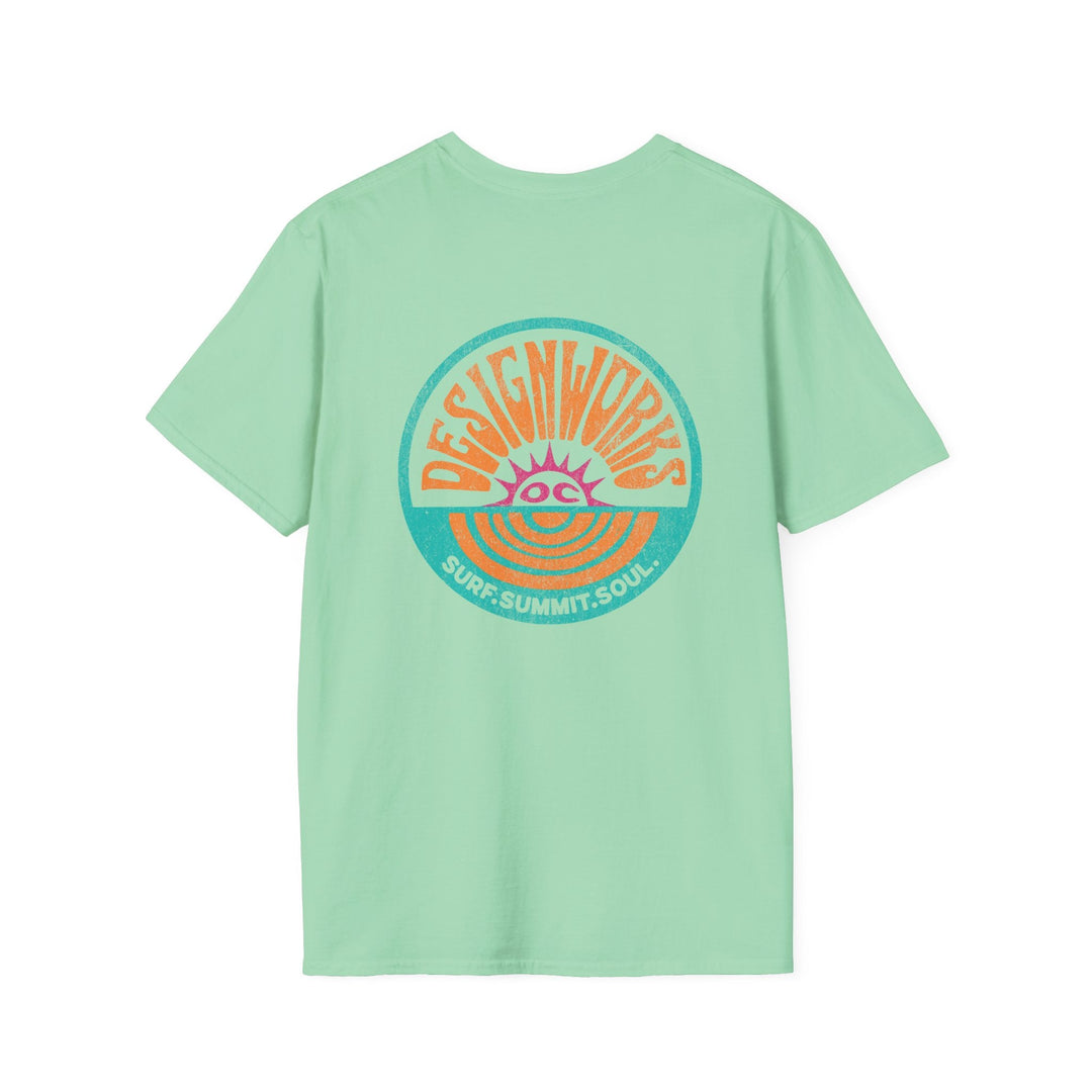 Vintage Casual Beach Logo T-Shirt — Surf Summit Soul - T-Shirt - Mint Green - OC Designworks