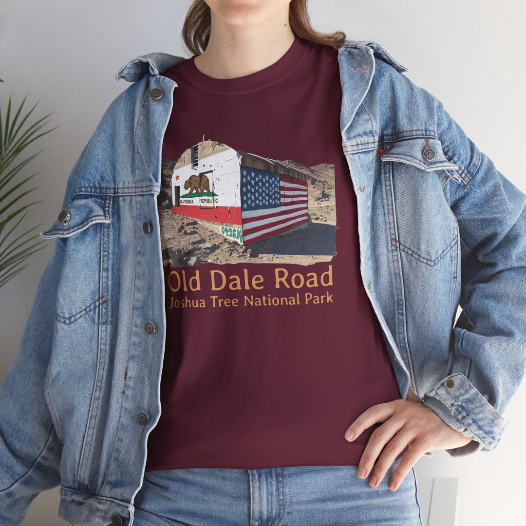 Vintage Joshua Tree "Old Dale Road" T-Shirt — Sunset Mine - T-Shirt - Maroon - OC Designworks
